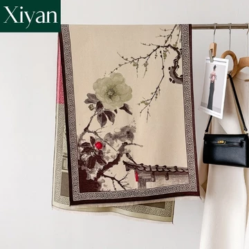 [Sẵn sàng] Khăn choàng nữ thời trang mới giống như cashmere mùa đông giữ ấm khăn choàng dày khăn choàng dài khăn quàng cổ nữ
