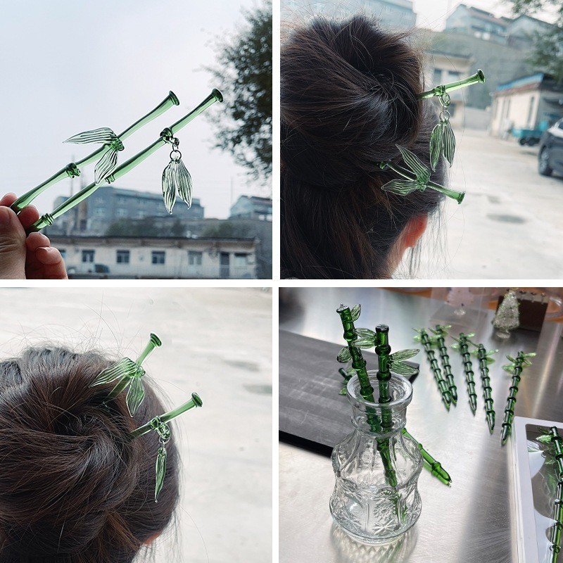 Kẹp tóc tre phong cách cổ điển - Dụng cụ tạo kiểu tóc cổ điển dành cho nữ - Đũa tóc phong cách Trung Hoa cho bé gái - Phụ kiện tóc trang điểm - Que tóc lá tre - để hẹn hò, tiệc tùng