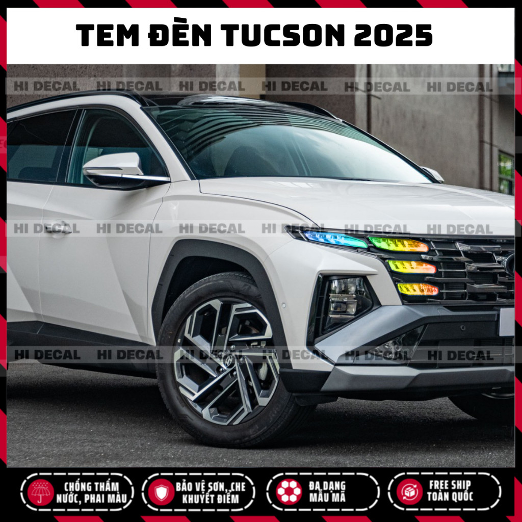 Tucson 2025 Tem dán đèn Tucson 2025 facelift, đổi màu đèn xe mới nhất tem trang trí dán đèn xe chống nước bền màu