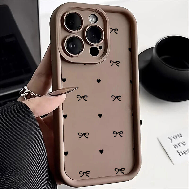 Ốp Lưng Cho VIVO V40 Lite V29 V30 Pro V25 V23 X100 V15 S1 V20 Pro V21 V30E V29E V27E V23E Y28S Y100 5G Ốp Lưng Nơ Dễ Thương Trái Tim Tình Yêu Camera Bảo Vệ Chống Sốc