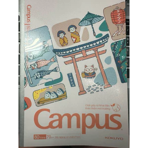 Tập Sinh Viên B5 Campus Kokuyo bìa 3D Japan Paper 70gsm giấy chống lóa kẻ ngang chấm.