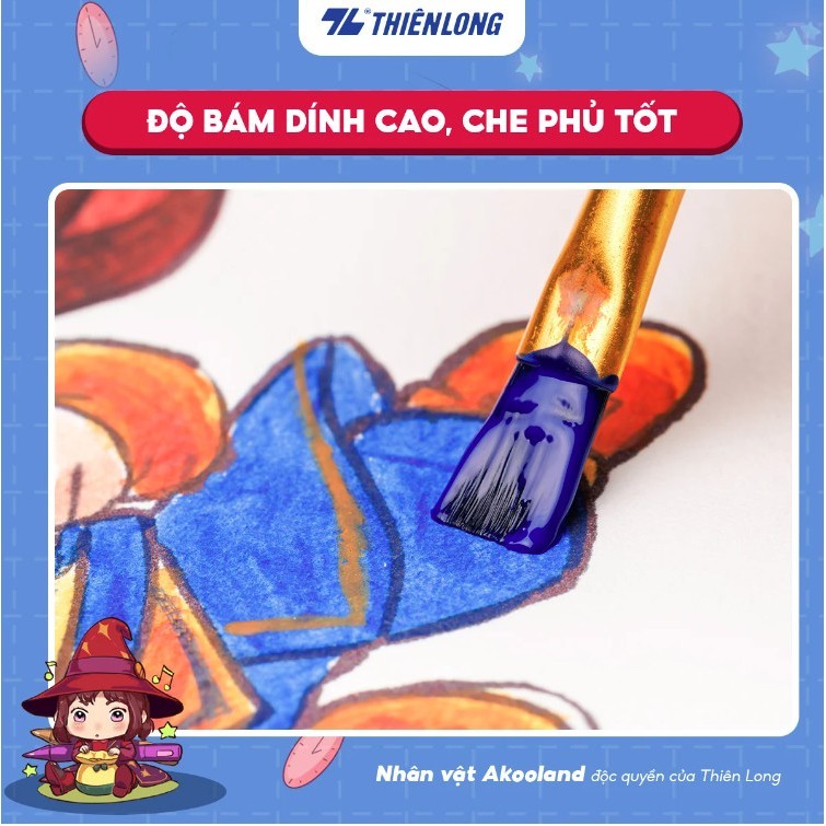 Bộ Màu vẽ, màu nước, màu poster Thiên Long WACO-05 Waco 05 hộp 12 màu x 15ml.