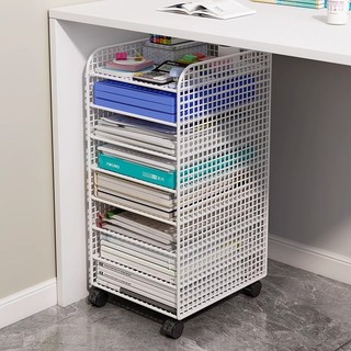 Nhiều Lớp Giá Để Đồ Tập Tin Có Bánh Xe Dưới Bàn Sắp Xếp Thư Mục Lưu Trữ Sách Dụng Cụ Tiện Dụng Lưới Kim Loại Có Thể Tháo Rời Kệ Sách Văn Phòng Phẩm Xe Đẩy Lưu Trữ