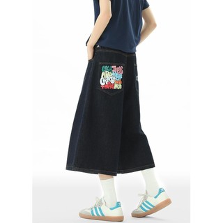 GKSSS Quần short denim mới kiểu Mỹ cổ điển dáng rộng phong cách đường phố giản dị phong cách trung tính