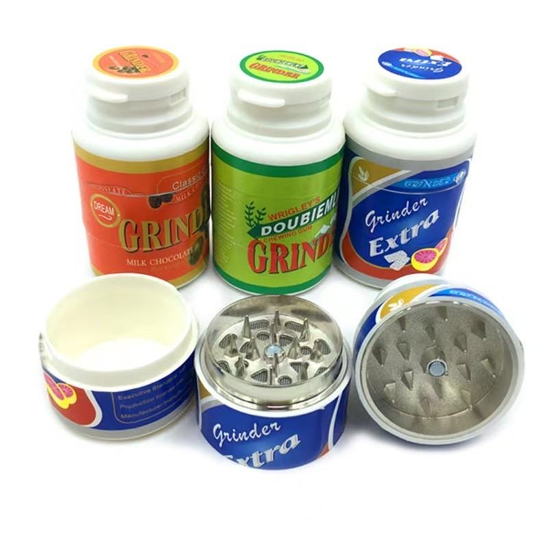 Máy Xay Chai Kẹo Cao Su Nhai, Máy Xay Gia Vị Di Động 3 Lớp Có Lưỡi Hợp Kim Kẽm, 65g