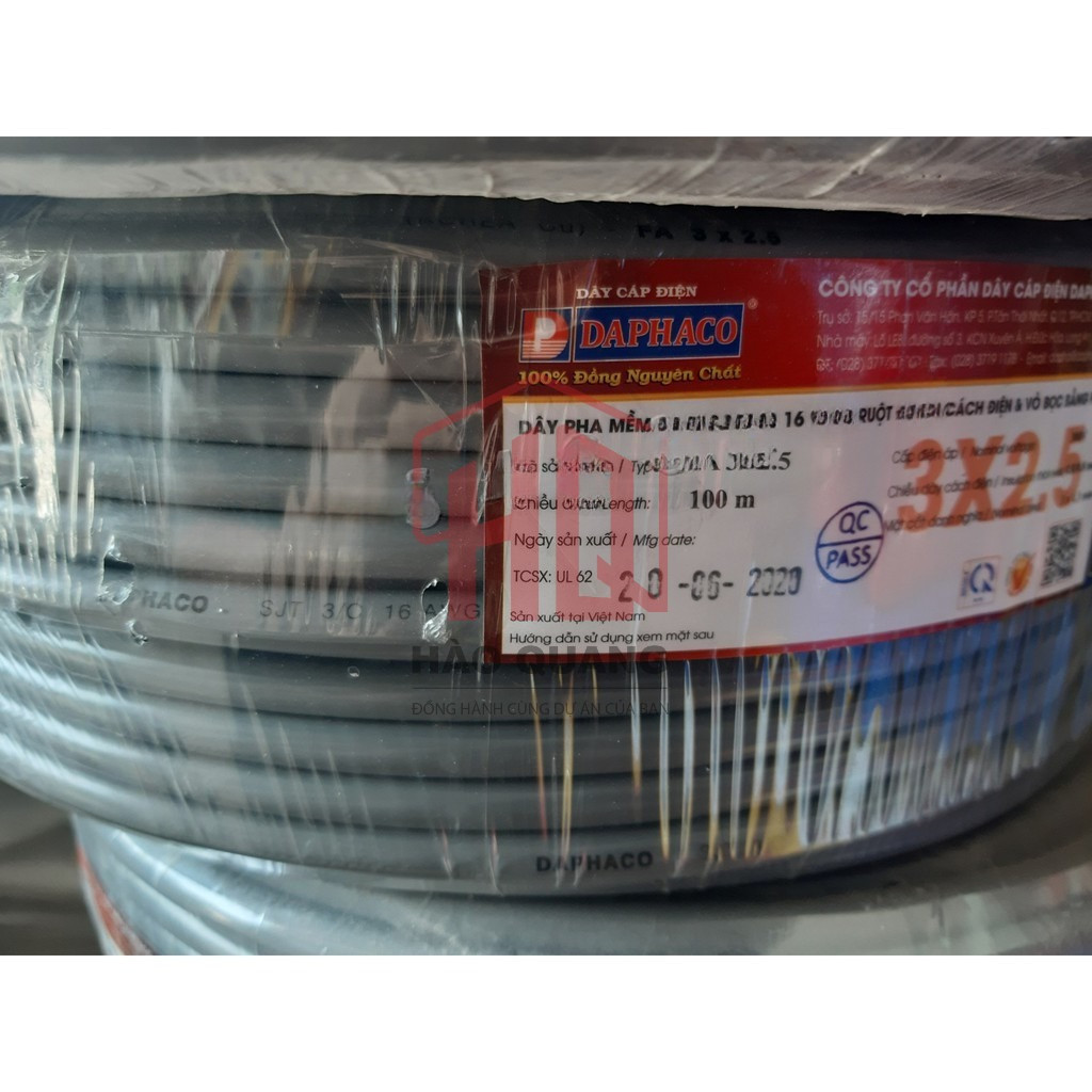 (Mét) Dây Điện Daphaco 3PA 3x2.5 Bọc Xám –  Lõi Đồng Cao Cấp