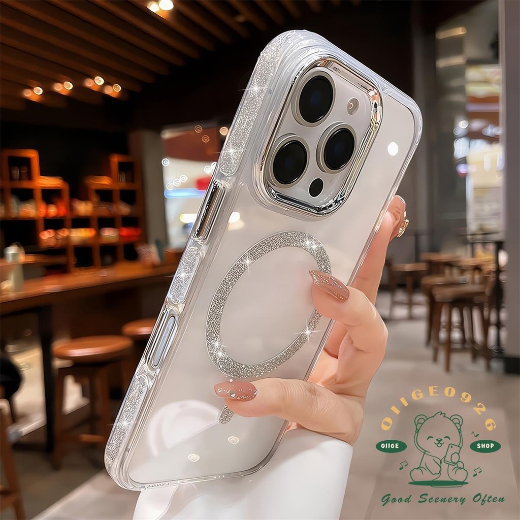 Ốp điện thoại từ tính chống rơi long lanh chống rơi iphone16 Pro Max 15 14 13 12 11 vỏ cho vỏ iPhone vỏ mềm TPU chống sốc