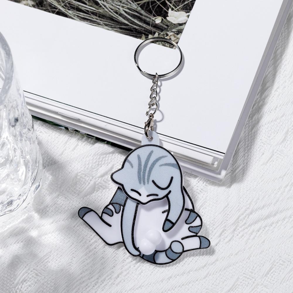 Mặt dây chuyền mèo vui nhộn dễ thương YICA, Móc khóa mèo trứng có thể xoay được, Túi phụ kiện Mặt dây chuyền túi