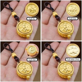 [TẶNG MÈO THẦN TÀI] Móc Khoá Bát Tụ Bảo Đã Khai Quang 12 Con Giáp Kèm Túi Nhung Đựng - Chất Liệu Hợp Kim