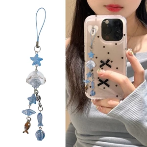 Exhila Handmade Acrylic Hạt Điện Thoại Quyến Rũ Dây Điện Thoại Có Hình Cá Và Vỏ