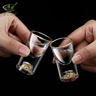 [ELOY] Thủy Tinh Pha Lê Vodka Thủy Tinh Sake Shochu Glass Bar Rượu mùi Đôi Đáy Vàng Lá Thủy Tinh Trà Quà Tặng Cao Cấp Rượu Cứng VN