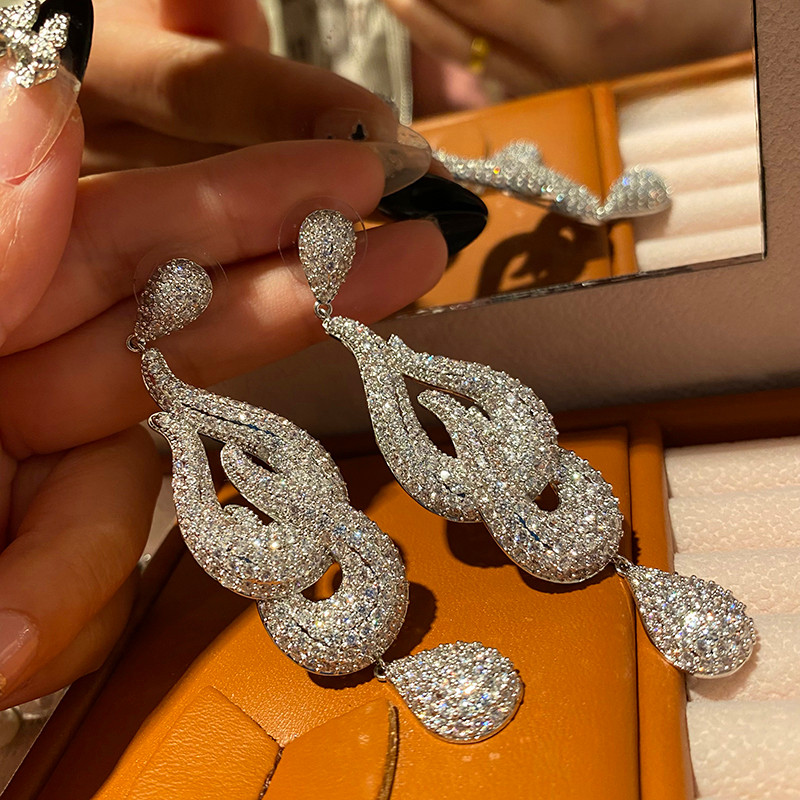 Mặt dây chuyền và bông tai zircon phong cách Hàn Quốc, thiết kế sang trọng