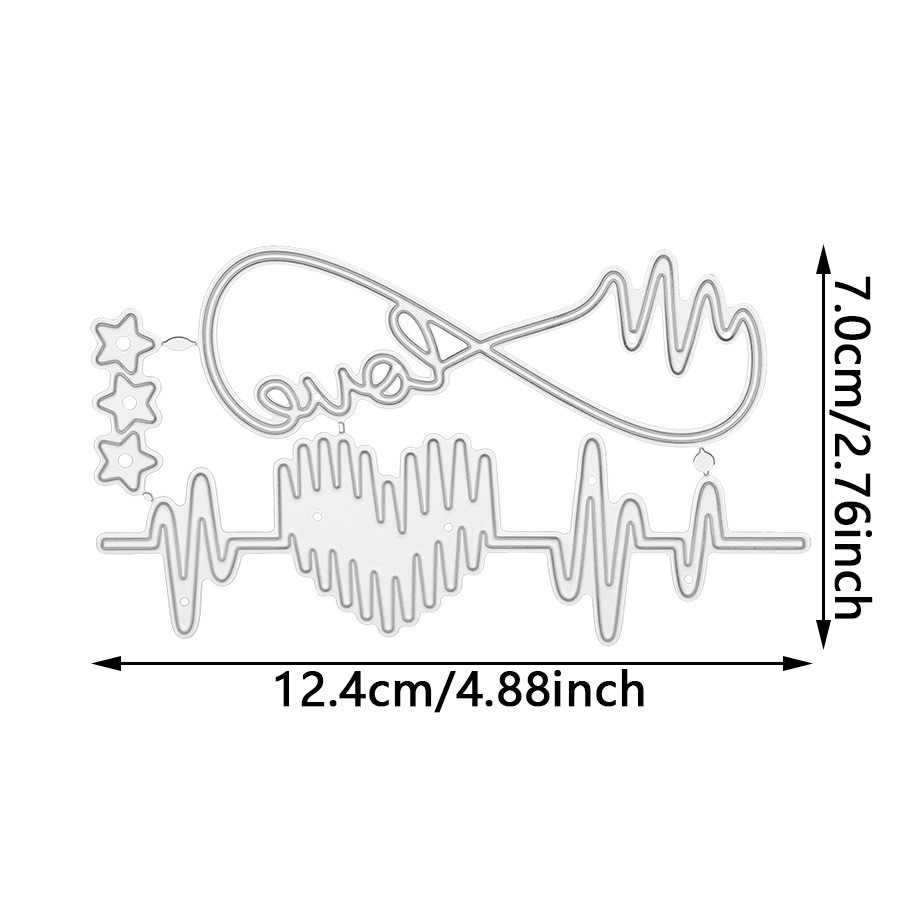 Trái Tim Tình Yêu ECG Sổ Lưu Niệm Cắt Khuôn DIY Kim Loại Thép Carbon Cắt Chết Dập Nổi Khắc Bản Mẫu Sổ Lưu Niệm Giấy Nghệ Thuật Trang Trí