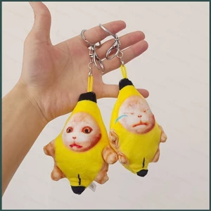 HK1 12CM Khóc Chuối Mèo Khóc Mèo meo Có Âm Thanh Ngộ nghĩnh Móc Khóa Búp Bê Mặt Dây Chuyền KH1