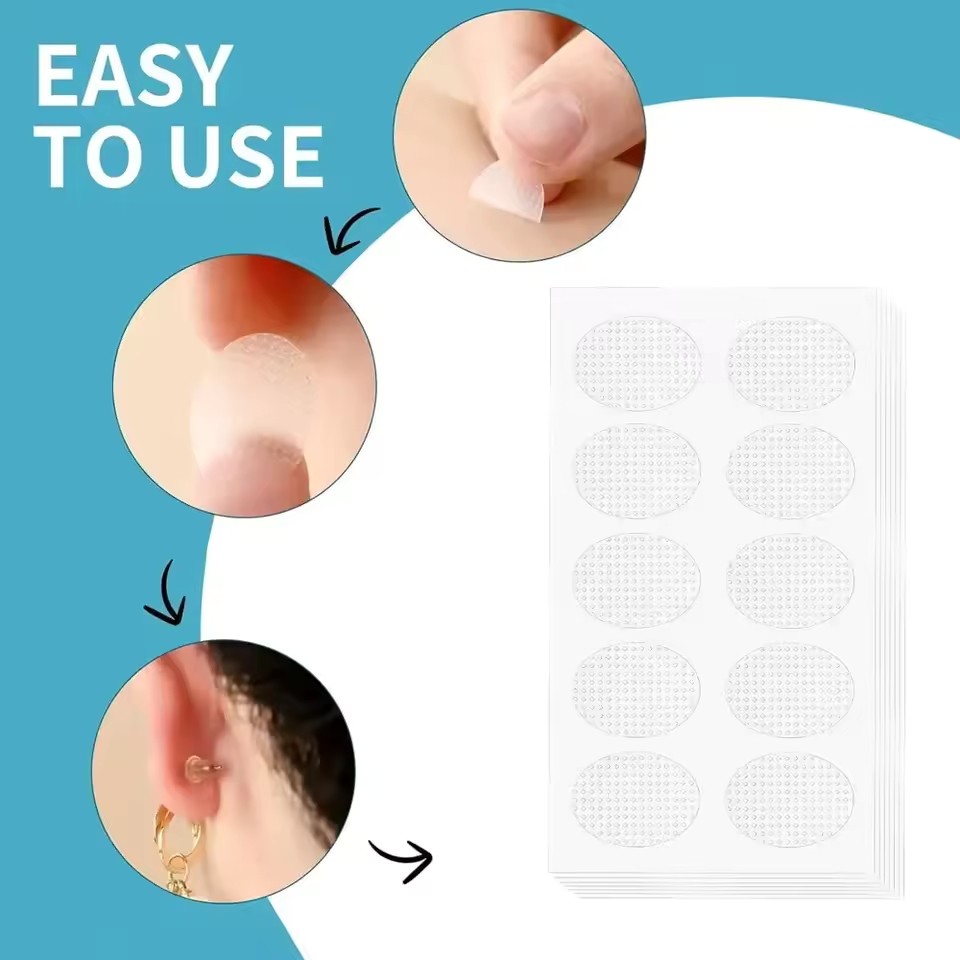 100 / 200 Chiếc Vô Hình Tai Lobe Hỗ Trợ Băng Di Động Bông Tai Ổn Định Chống Thấm Nước Chống Đâm