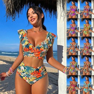 2025 Châu Âu Mỹ Chia Đồ Bơi Nữ Gợi Cảm Xù Dây Bikini Ngoại Thương Bikini