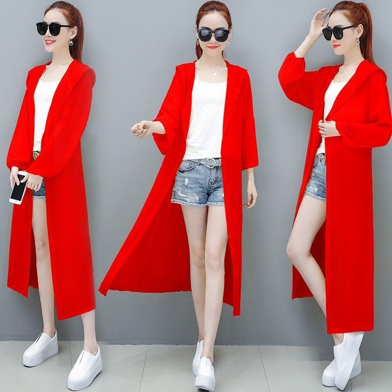 [1528 Người Đã Thu Thập] Quần áo chống nắng dài cho phụ nữ, áo khoác mỏng mùa hè 2025, áo chiffon chống nắng mới, áo khoác ngoài chống nắng bãi biển, áo UGIW dài qua đầu gối