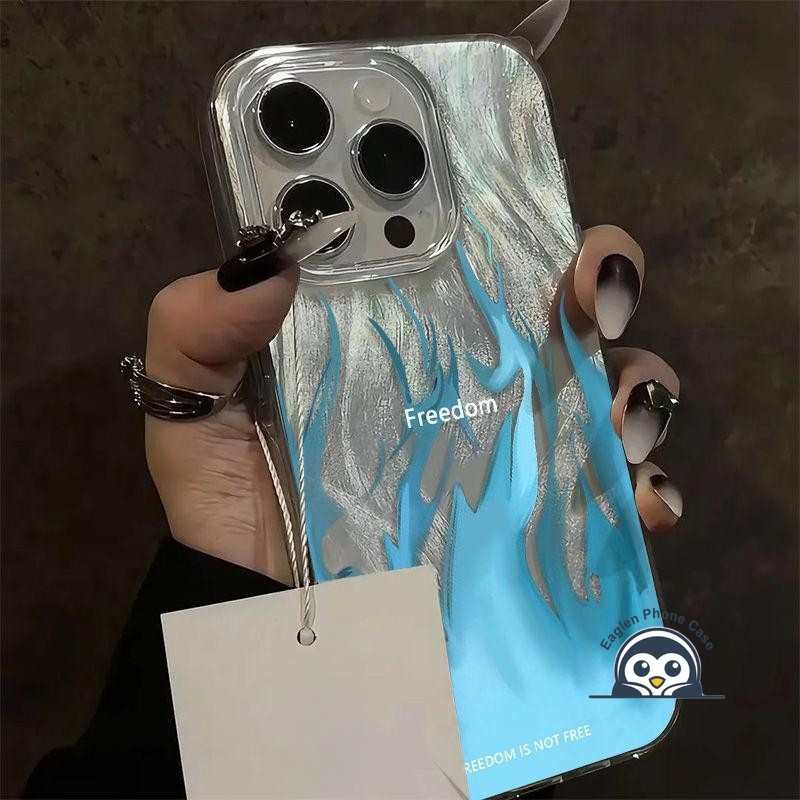 Ốp Điện Thoại Camlet Lửa Xanh Và Hồng Mới Cho Xiaomi 15 14T Pro Redmi Note 14 Pro Plus 12 Turbo 14C 14R A4 A3 Pro Poco C75 X7 Pro F5 4 Ốp Lưng Tỏa Sáng Cặp Đôi Vỏ Mềm Chống Rơi