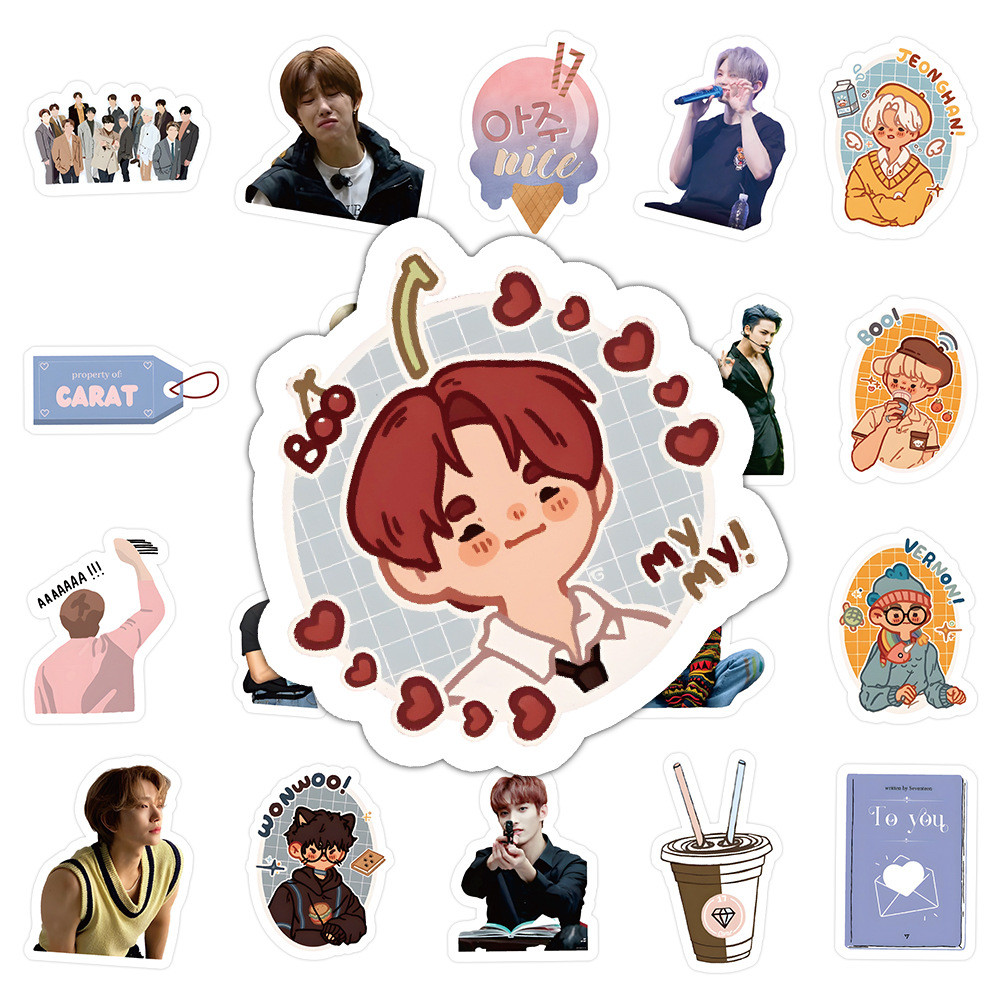 40-100 Cái / bộ SEVENTEEN HEAVEN Miếng Dán Ảnh Q - phiên bản graffiti Jeonghan JUN JOSHUA HOSHI WOOXI MINGYU Hành Lý Notebook Laptop Điện Thoại Sổ Tay DIY Kpop Sticker YM