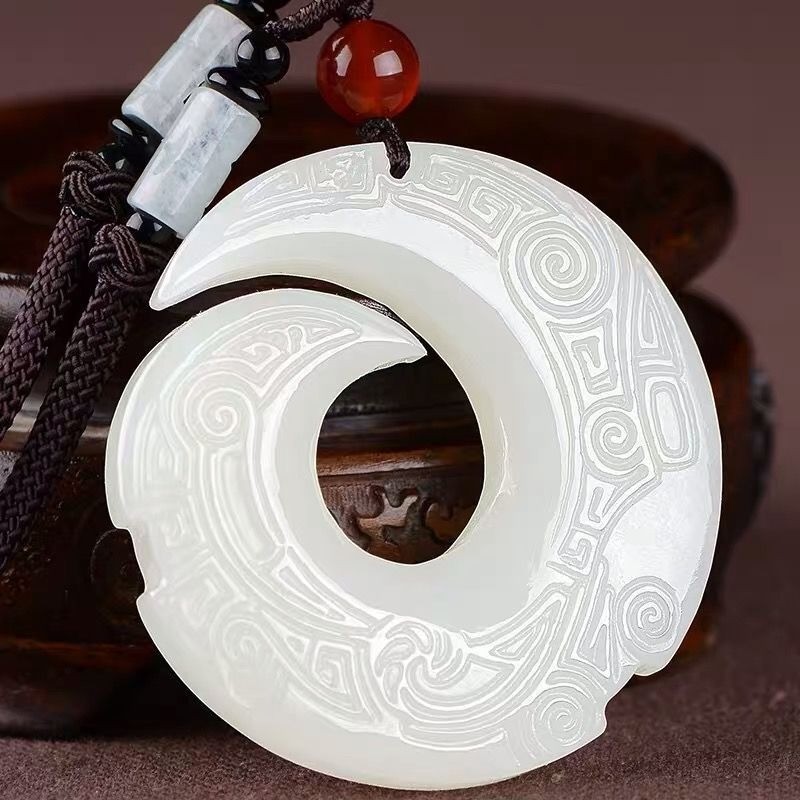 Mặt dây chuyền ngọc bích trắng tự nhiên Nam Nữ Mặt dây chuyền ngọc bích trắng Trang sức mặt dây chuyền