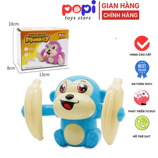 Đồ Chơi Con Khỉ Nhào Lộn Giải Trí Cho Trẻ Em – Khỉ Con Xoay 360 Độ Có Nhạc Và Đèn Đáng Yêu -POPITOYS