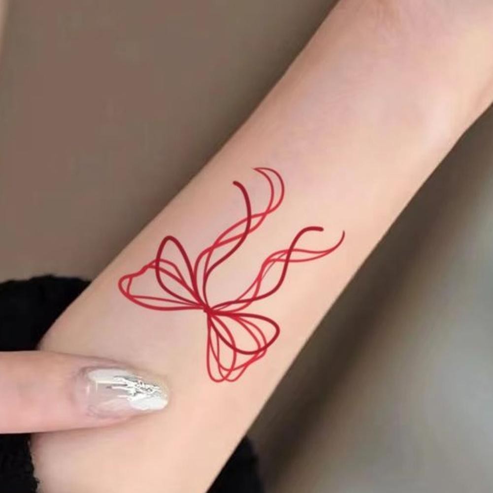 Ngọn Lửa Đỏ Họa Tiết Bướm Hình Xăm Gợi Cảm Cánh Tay Cô Gái Lâu Dài Chống Thấm Nước Hình Xăm Hình Xăm Z7j4