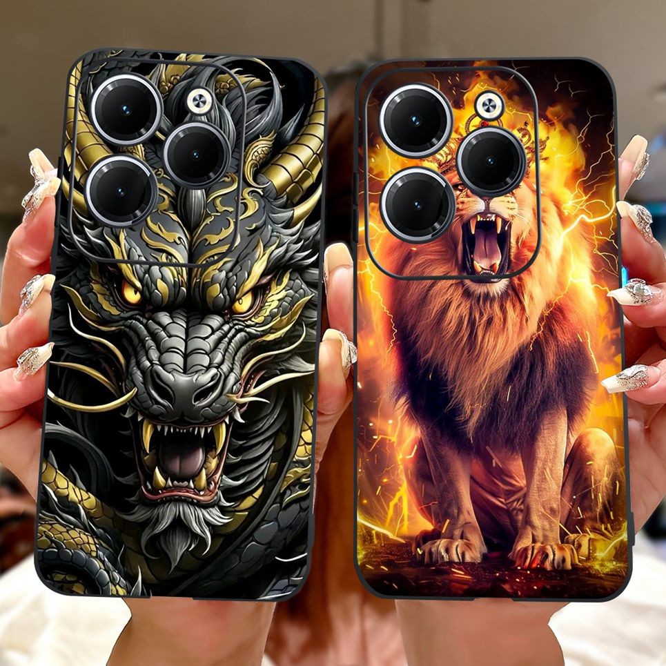 Ốp điện thoại Tecno Spark 20 Pro Spark 20C 20 Pro + Phong cách mát mẻ Vỏ điện thoại họa tiết rồng hổ màu đen silicon mềm Spark20 20Pro