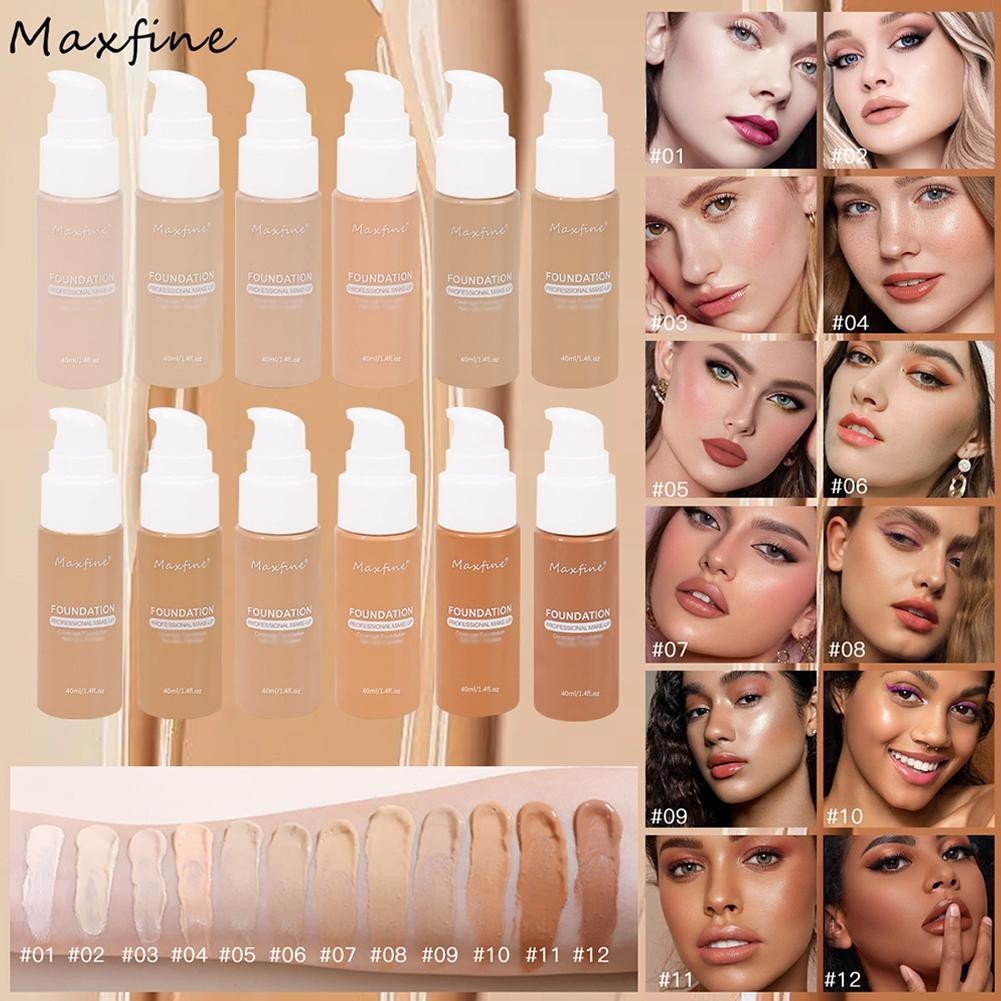 Đế nền tảng Maxfine 12 màu Trang điểm lâu trôi S0j2