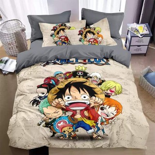 ONE PIECE Luffy 3IN1 Ga trải giường Vỏ chăn gối Bộ chăn ga gối Phòng ngủ gia đình Bộ đồ Anime có thể giặt được