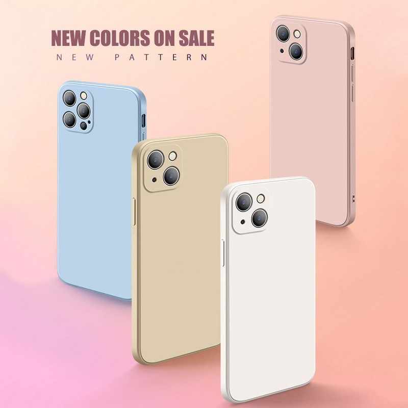Iphone13 13Pro 13ProMax 13Mini Vuông Silicon Lỏng TPU Mềm Chống Sốc Ốp Điện Thoại Cho iPhone 13 Pro Max Mini Chống Vân Tay Điện Thoại Ốp Lưng Bảo Vệ Ốp Lưng