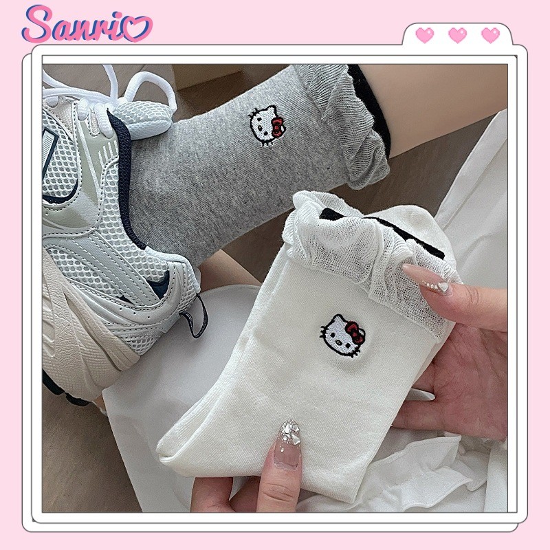 Tất thêu ren Hello Kitty hoạt hình dễ thương phù hợp cho nữ
