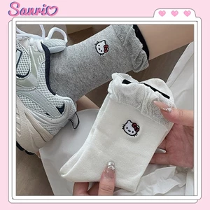 Tất thêu ren Hello Kitty hoạt hình dễ thương phù hợp cho nữ
