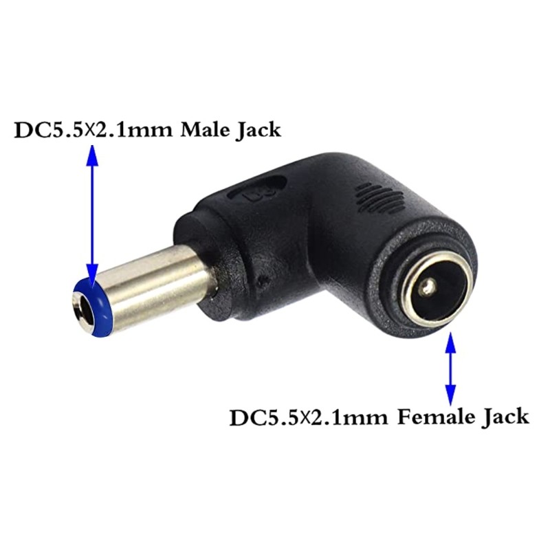 YOI DC5 5x2 1mm Nam 90 Độ Góc Sang DC5 5x2 1mm Nữ Adapter 5 Volt Jack Nguồn