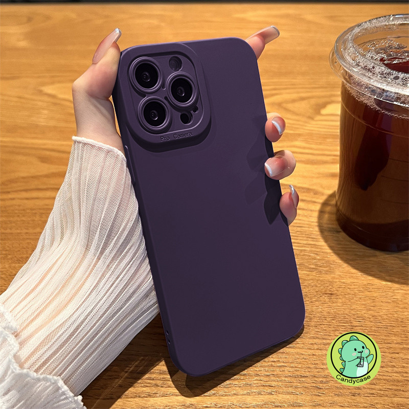 Ốp Điện Thoại Màu Tím Đậm Cho Realme Note 60 GT6 GT Neo 6 SE GT5 GT2 GT Neo 5 SE 3 Pro 2 2T 50 Q5i Q5X Q3 Pro 5G 4G Ốp Lưng Sang Trọng Đơn Giản Mờ Bảo Vệ Camera Vỏ Mềm