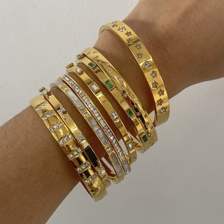 Châu Âu Mỹ ins Phong Cách Mới Thép Không Gỉ Zircon Khóa Vòng Tay Nữ