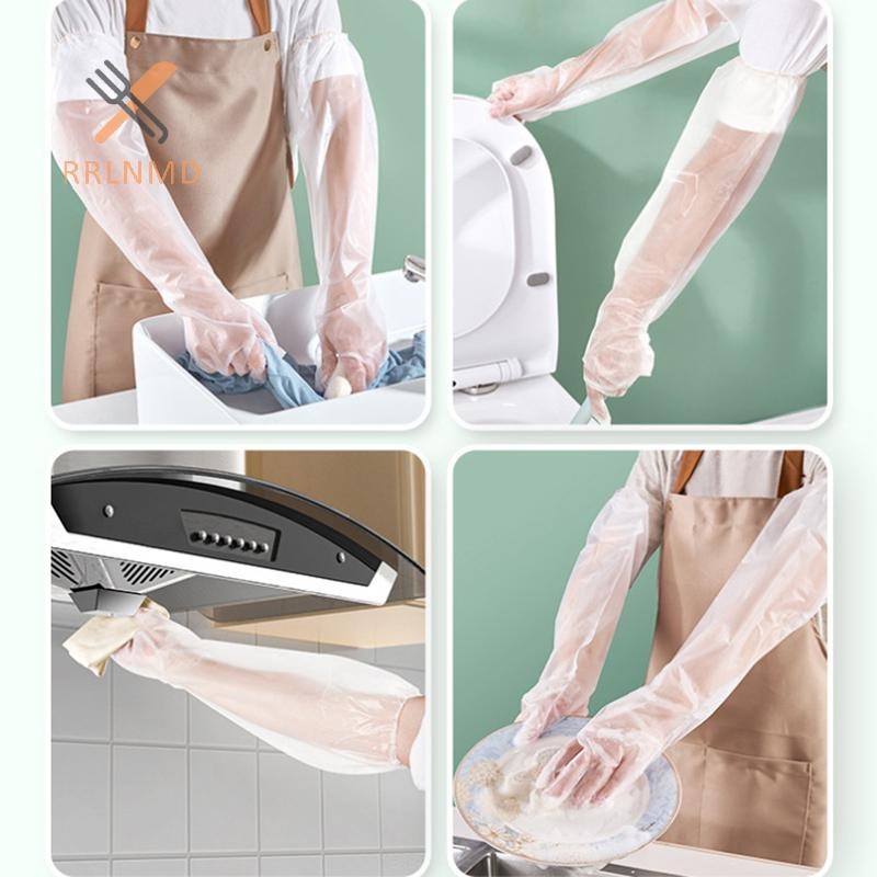 Rrlnmd 10 Chiếc Găng Tay Mở Rộng Dùng Một Lần Trong Suốt Thân Thiện Với Môi Trường al Arm Găng Tay Bảo Vệ DIY Nấu Ăn Nhà Bếp Găng Tay Dài MỚI