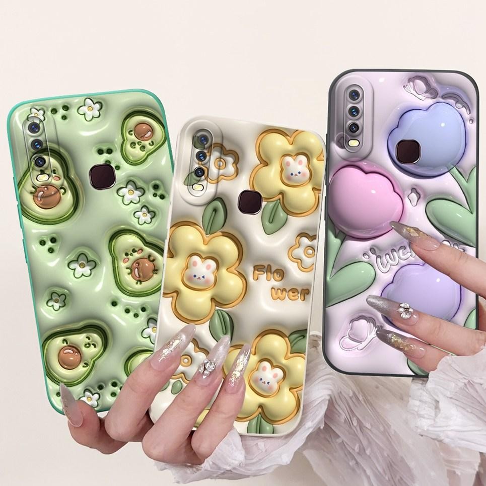 Ốp Điện Thoại Vivo Y12 Y15 Y17 Vivo 1901 1902 1904 1940 Vỏ Họa Tiết Đáng Yêu Hoa Hoạt Hình Vỏ Silicon Mềm Bảo Vệ Ống Kính
