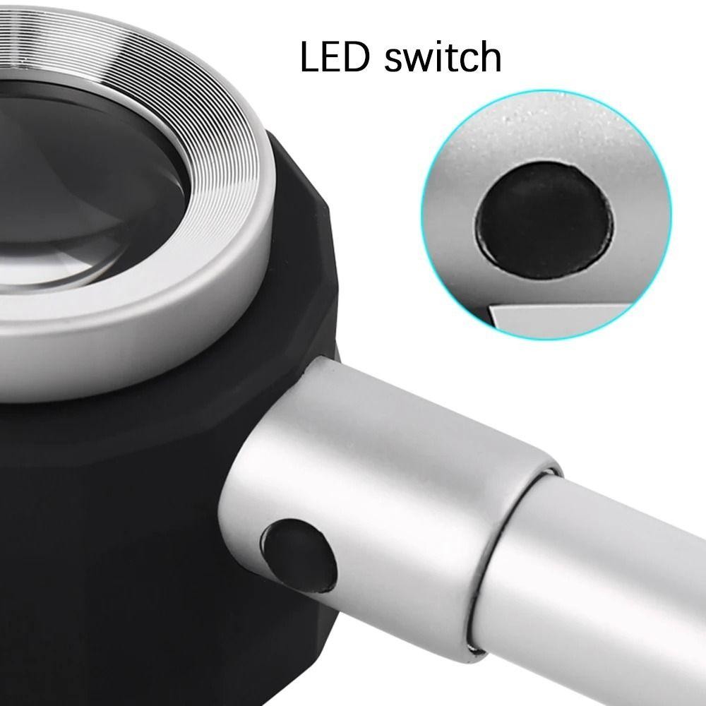 Kính lúp quang học JSJING, 45X với 3 đèn LED Lúp chiếu sáng cầm tay, Dụng cụ quang học Kim loại Tầm nhìn rõ ràng Trang sức đa năng Lúp Kính lúp