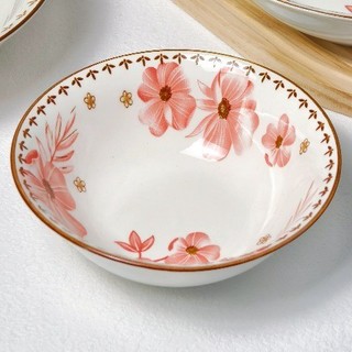 Bộ Tô Đĩa Chén Decor Hoa Dừa Hồng - Sứ Tráng Men, Họa Tiết Thanh Lịch, Bền Đẹp - Hunghome