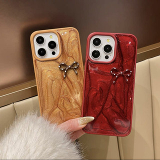 Sang Trọng Thả Keo Lấp Lánh Nơ Ốp lưng iPhone16 15 14 13 12 11 Pro Max Chống Sốc Bảo Vệ Camera Ốp Lưng Cứng Chống Rơi