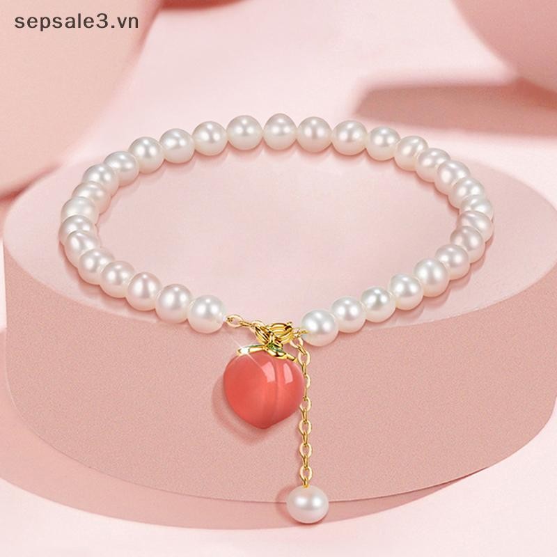 # Vn # Hợp Thời Trang Đào Charm Ngọc Trai Nước Ngọt Tự Nhiên Vòng Tay Nữ Ins Phong Cách Ngọt Ngào Tươi Thời Trang Tay Phụ Kiện Trang Sức.