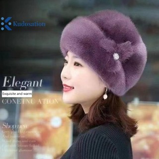 Kudosation Mới Mẹ Phong Cách Mũ Tóc Top Mũ Da Thời Trang Mũ Ấm Áp Trung Niên Túi Xu Hướng