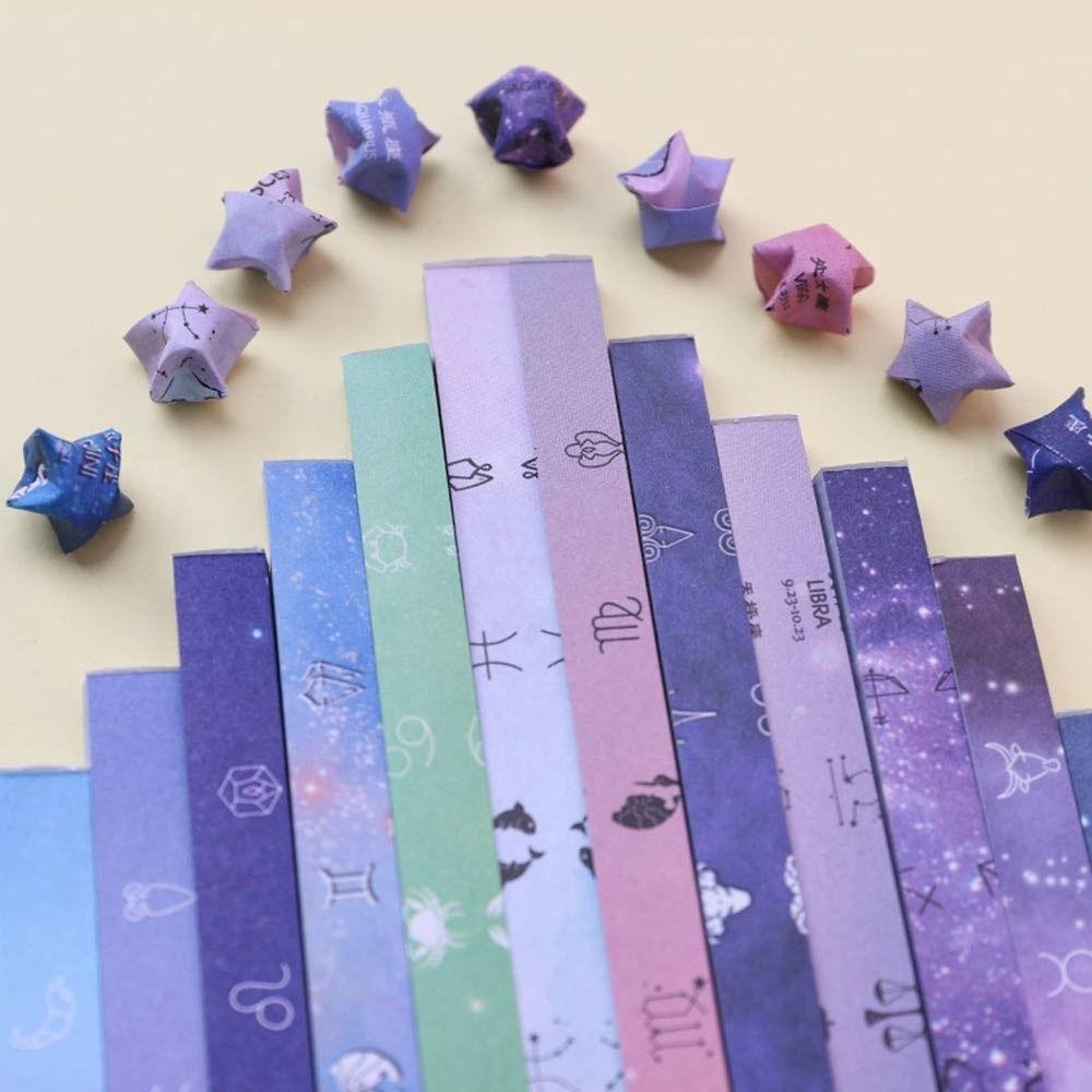 GETVOW 520 Tờ Giấy Ngôi Sao Dải, Nghệ Thuật Thủ Công Thêu Sò Ngôi Sao Origami Giấy, Hoạt Hình DIY Nhiều Màu Sắc Gấp Ngôi Sao Trang Trí Nhà Cửa
