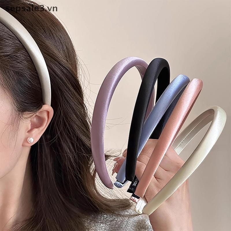 # Vn # Vintage Solid Cream Color Hairband Sa Silk Hair Bands Mũ nón dành cho nữ Phụ kiện tóc thời trang dành cho nữ.