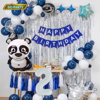 Set Bóng Trang Trí Sinh Nhật Tuổi Meo,tuổi Mão, thôi nôi, 12 con giáp cho bé gái - bé trai SNTE-RÈM BẠC 2-GẤU TRÚC