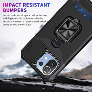 Dành Cho Xiaomi Mi 11 Lite 5G / 5G NE Ốp Lưng Có Trượt Camera Bao Đựng Thẻ Vòng Chân Đế Chịu Lực Bảo Vệ Mỏng Bao