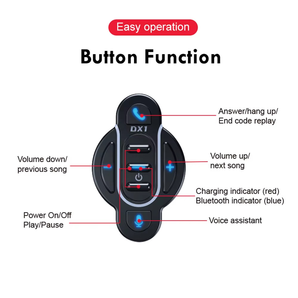 Bluetooth không dây 5.4 Bộ điều khiển từ xa Xe máy Xe đạp Tay lái Bộ điều khiển rảnh tay Cuộc gọi chống nước Nút phương tiện Phát nhạc