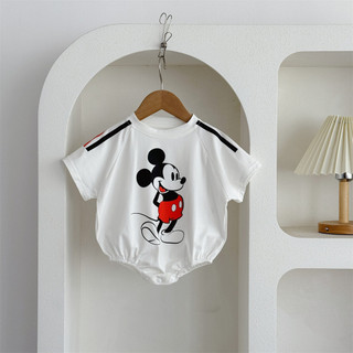 Áo liền quần bé sơ sinh, trẻ em 0-24 tháng, cotton, in Mickey, dáng rộng vừa vặn, mềm mại, mùa hè