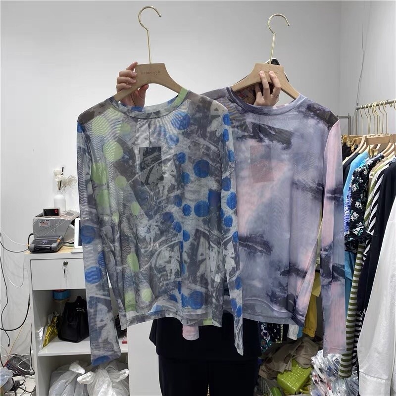 Milyfashion Tie-Dye Đế gạc in hình Slim-fit Dài tay T Summer Thin Sunscreen See @ -