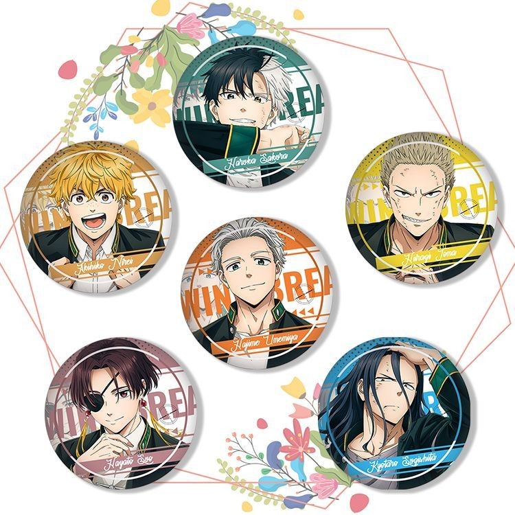 Huy hiệu Anime Wind Breaker – Pin 58mm có Sakura Haruka Suo Umemiya Hajime – Trâm cài kim loại hoạt hình dễ thương dành cho người hâm mộ